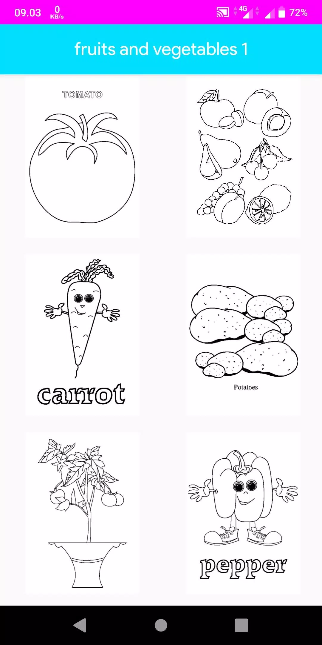 Coloring Fruits And Vegetables Скриншот 2
