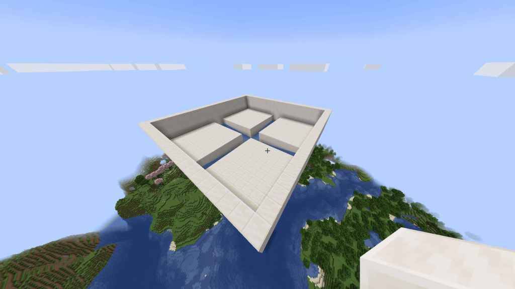 Estrutura de spawner de mobs do Minecraft com teto aberto