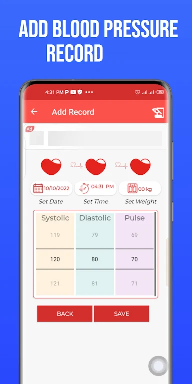 Blood pressure recorder & bp diary ဖန်သားပြင်ဓာတ်ပုံ 1