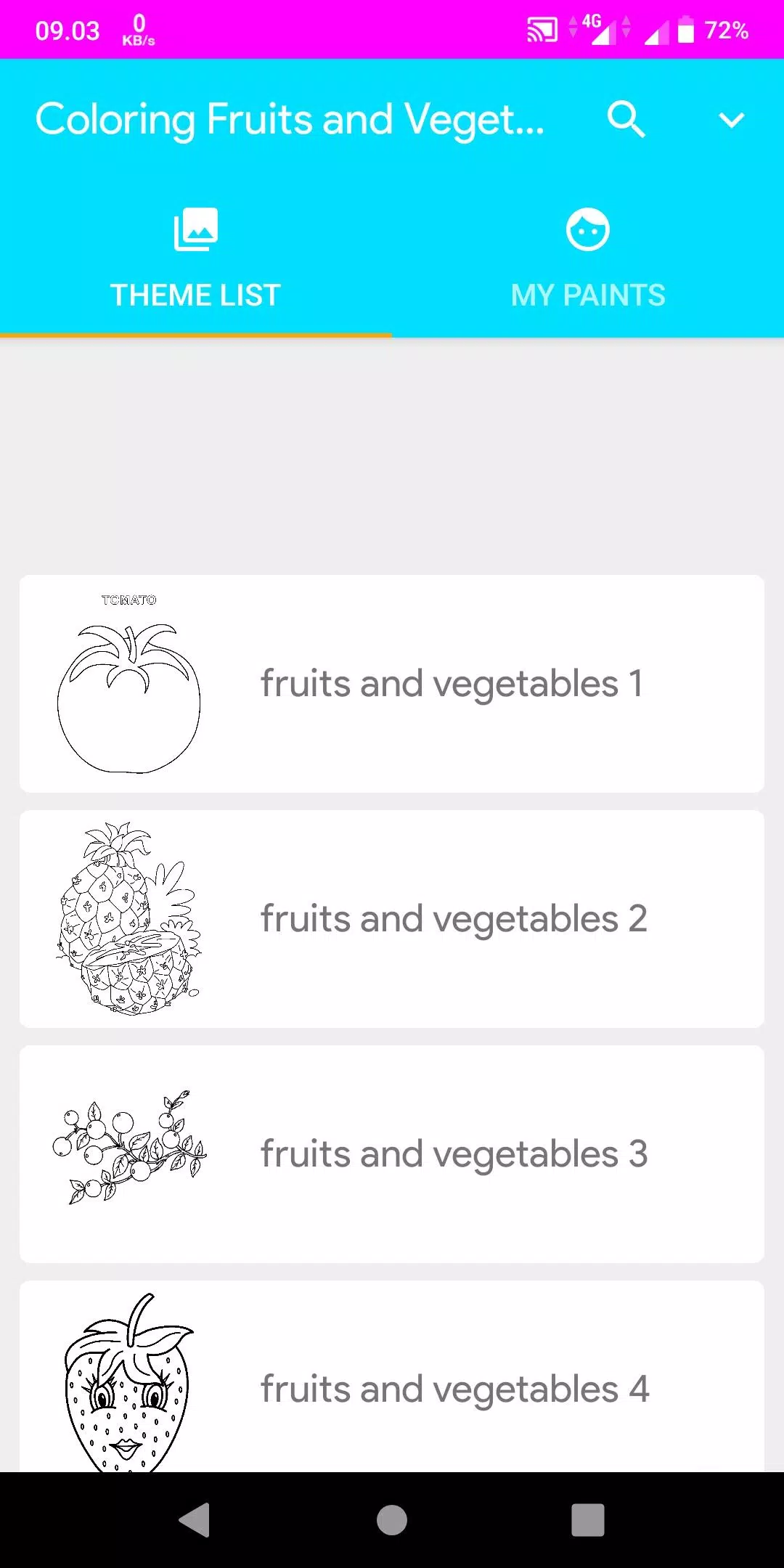 Coloring Fruits And Vegetables Скриншот 0