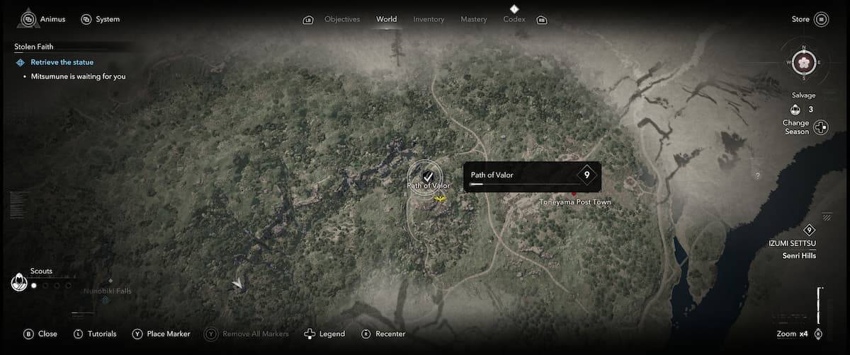 Assassin's Creed Shadows Map - Valor တည်နေရာလမ်းကြောင်း