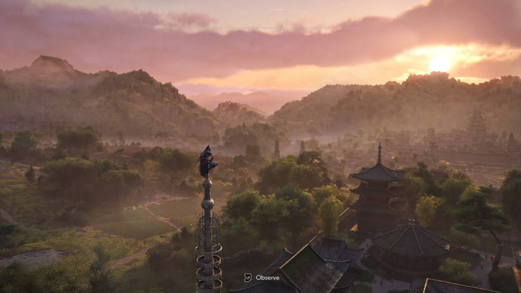Naoe เตรียมที่จะสังเกตพื้นที่หลังจากการซิงโครไนซ์ใน *Creed Shadows ของ Assassin ของ *ผ่าน Ubisoft